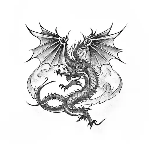 a tiny tattoo depicting an asian dragon flying tattoo design idea