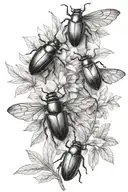 BOTANICAL WITH BEETLES tattoo design idea