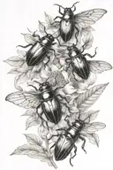BOTANICAL WITH BEETLES tattoo design idea