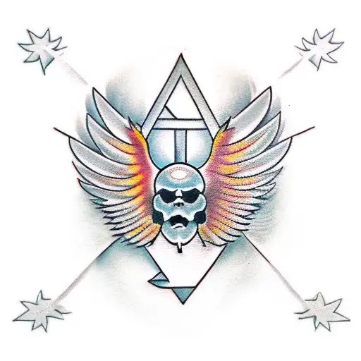 Winged trans symbol, Biblical Angel tattoo design idea