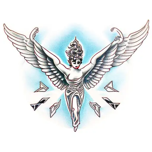 Androgyne + male + female symbol winged in a biblical angel shape tattoo design idea