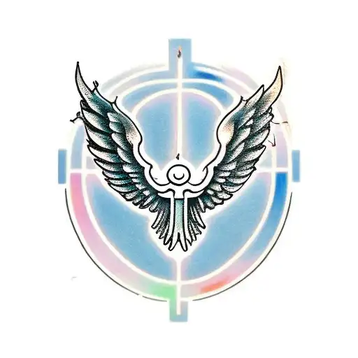 Androgyne + male + female symbol winged in a biblical angel shape tattoo design idea