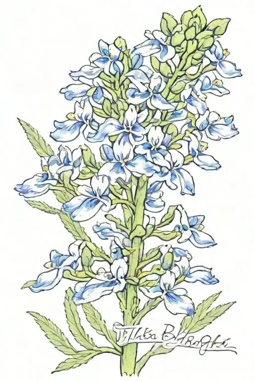 bluebonnet with name intertwined tattoo design idea