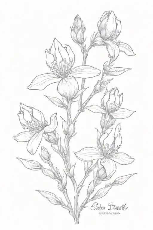 bluebonnet with name written tattoo design idea
