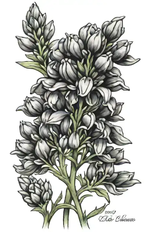 bluebonnet with name incorporated tattoo design idea