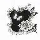 Incorporate a semicolon symbol into a design of roses and butterflies to signify hope and perseverance in mental health struggles tattoo design idea
