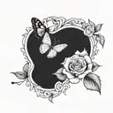 Incorporate a semicolon symbol into a design of roses and butterflies to signify hope and perseverance in mental health struggles tattoo design idea