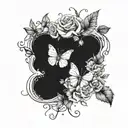 Incorporate a semicolon symbol into a design of roses and butterflies to signify hope and perseverance in mental health struggles tattoo design idea