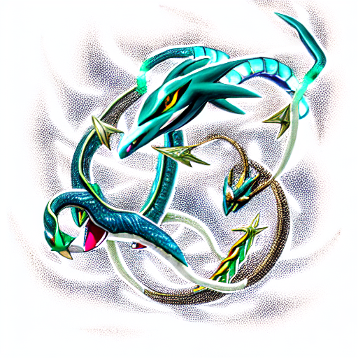 shiny mega gyrados and shiny rayquaza tattoo design idea