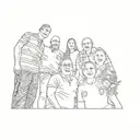 a family posing in front of a christmas tree tattoo design idea