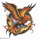 quantum phoenix emerging tattoo design idea