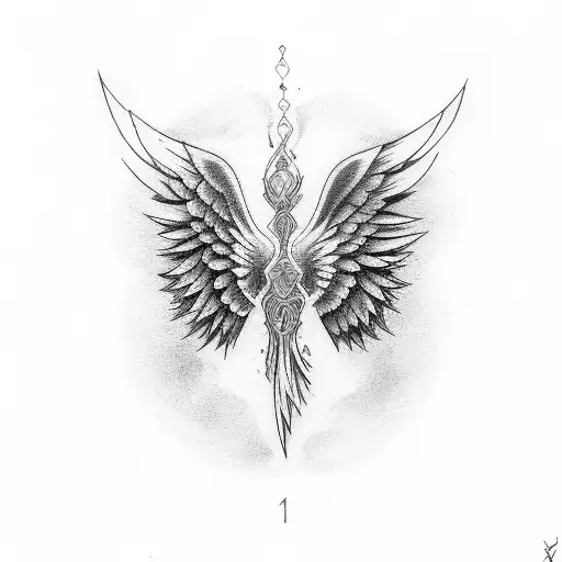 number 333 with single angel wing tattoo design idea