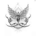 number 333 with single angel wing tattoo design idea