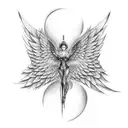 number 333 with single angel wing tattoo design idea
