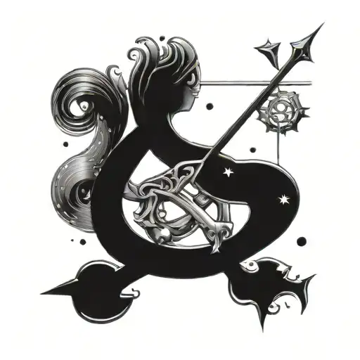 pisces and Libra constellation intertwined tattoo design idea