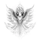 A dotwork phoenix surrounded by shattered mirrors, symbolizing resilience and growth through self-reflection tattoo design idea