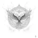 A dotwork phoenix surrounded by shattered mirrors, symbolizing resilience and growth through self-reflection tattoo design idea