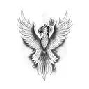 A dotwork phoenix surrounded by shattered mirrors, symbolizing resilience and growth through self-reflection tattoo design idea