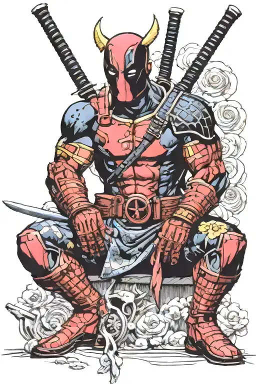 deadpool wolverine samurai warrior tattoo design idea