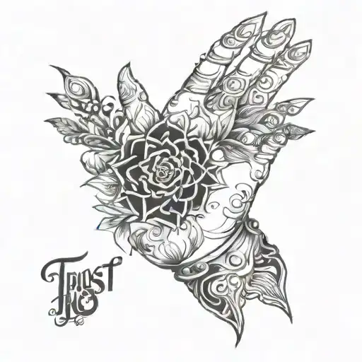 trust no one hand tattoo design idea