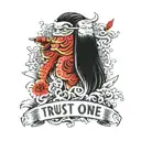 trust no one hand tattoo design idea