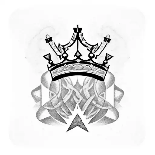 A historical crown with cracks tattoo design idea