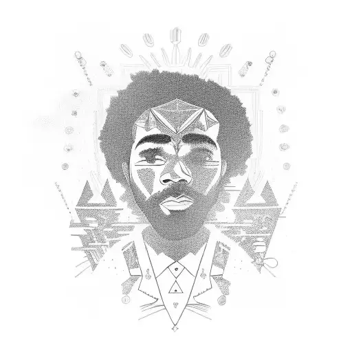 from childish gambino's song, 3005. a 3005 design surrounding it with designs that give off the same vibe of the song tattoo design idea