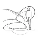 2D simple line design of person walking on a curve that becomes a sphere tattoo design idea