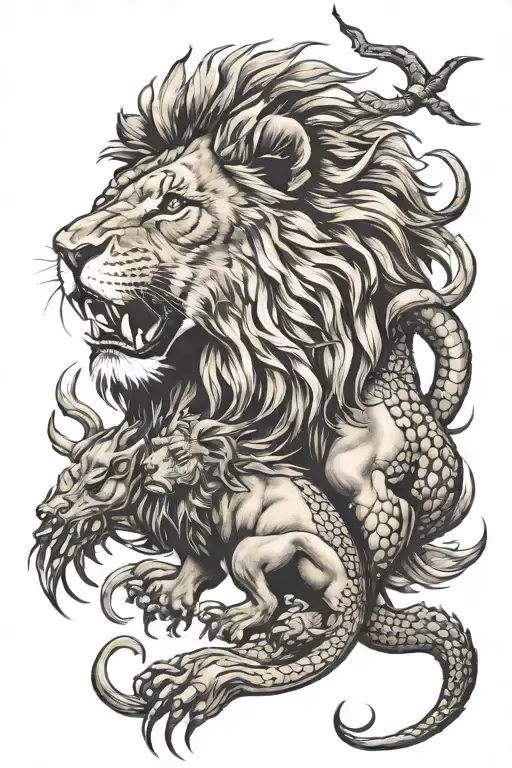 lion and scorpion tattoo design idea