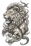 lion and scorpion tattoo design idea