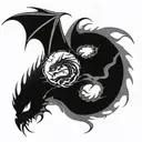 DRAGON IN THE ICE AND FIRE WITH ANGLE  tattoo design idea