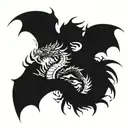 DRAGON IN THE ICE AND FIRE WITH ANGLE  tattoo design idea
