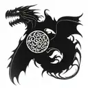 DRAGON IN THE ICE AND FIRE WITH ANGLE  tattoo design idea