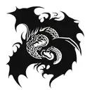 DRAGON IN THE ICE AND FIRE WITH ANGLE  tattoo design idea