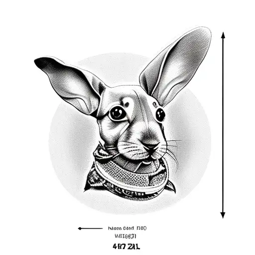 full body dachshund and holland lop rabbit  tattoo design idea