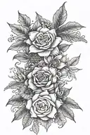violet, daffiodil, rose, water lily, aster, holly, and hawthorne flowers  tattoo design idea