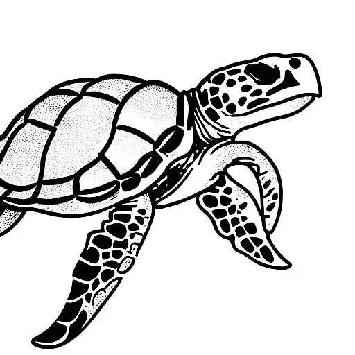 sea turtle and sunflower tattoo design idea