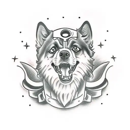 Cerberus dog tattoo design idea