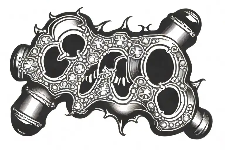 brass knuckles with diamonds tattoo design idea