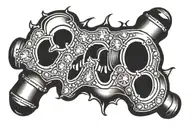 brass knuckles with diamonds tattoo design idea