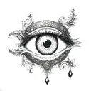 realistic evil eye tattoo design idea