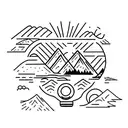 rear view mirror with mountains tattoo design idea