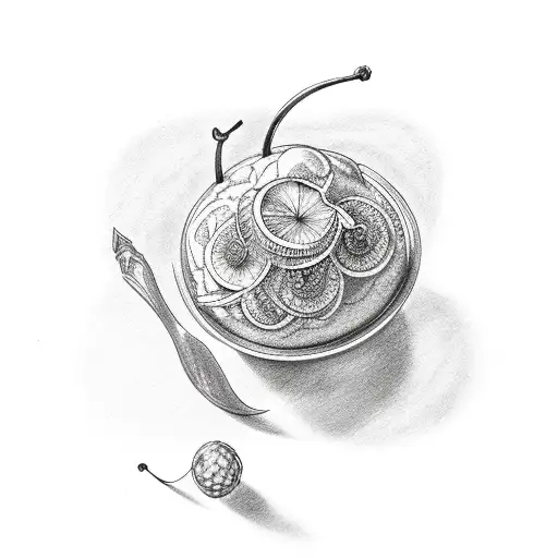 pentagon cherry bakewell tattoo design idea