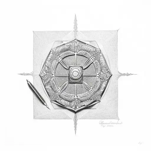 pentagon with cherry bakewell tattoo design idea