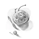 pentagon cherry bakewell tattoo design idea