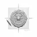 pentagon with cherry bakewell tattoo design idea