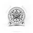 pentagon with cherry bakewell tattoo design idea