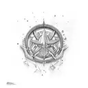 pentagon cherry tattoo design idea