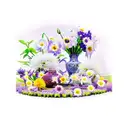 violets, rose, water lilys, aster, cosmo, chrysanthemum and narcissus flowers with a violin as the stem of a flower tattoo design idea