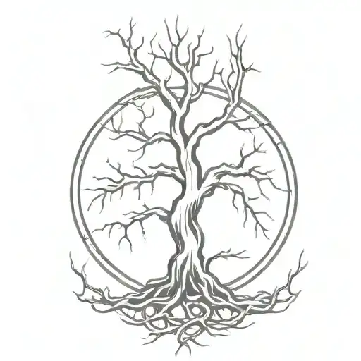 cyberpunk tree roots company logo tattoo design idea